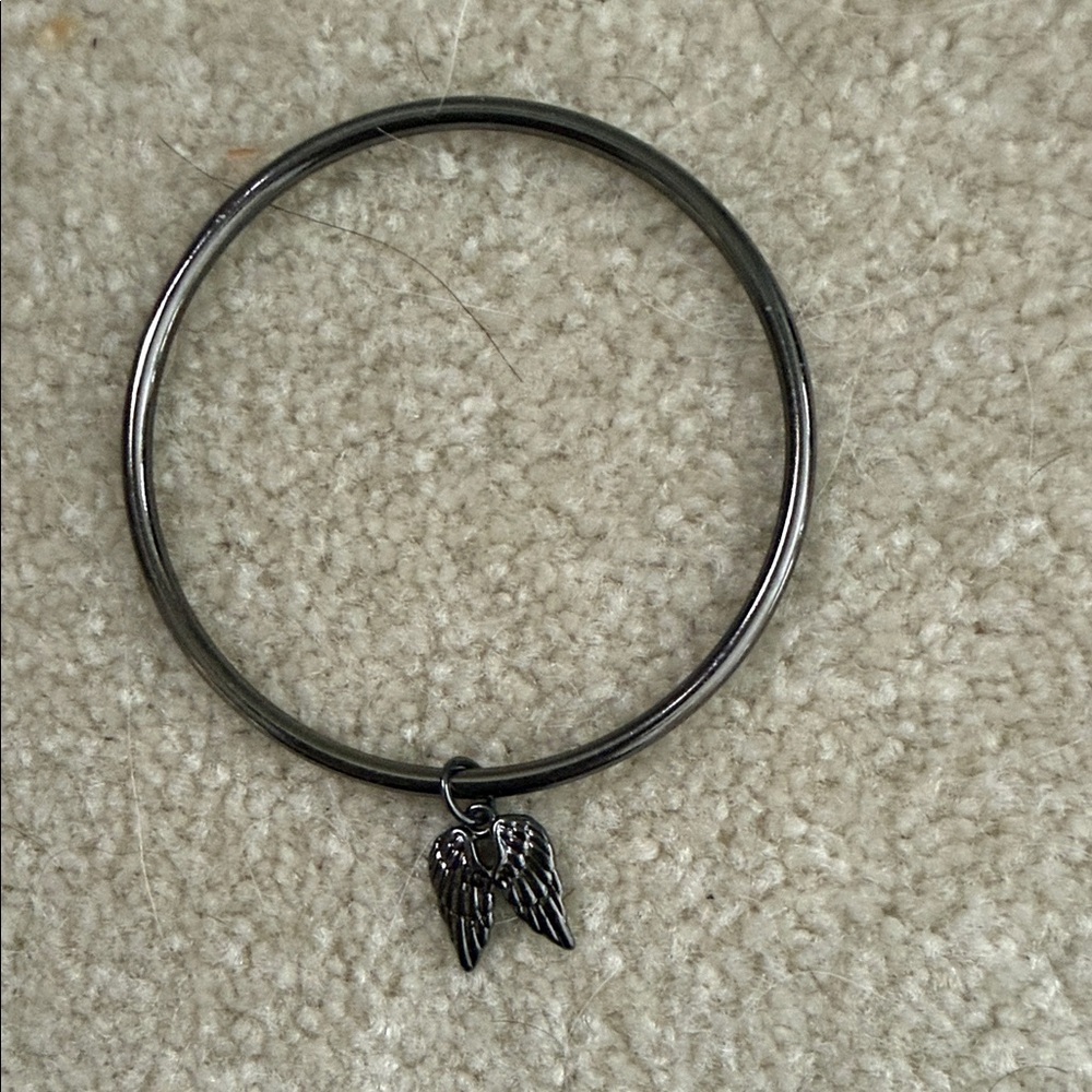 Gunmetal Angel Wing Bangle Bracelet